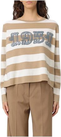 Max Mara Gestreept Lang Mouw Top met Ronde Hals - Dames - Ronde hals truien - Veelkleurig - XS - Truien & Vesten