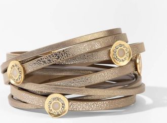 Saachi Womens Little Rock Multi Strand Leather Bracelet In Gold