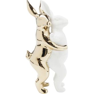 Kare Design Kare - Design figura decorativa Hugging Rabbits, oro/bianco, 25cm, porcellana