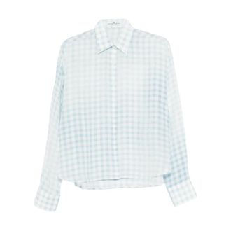 Ermanno Scervino Shirts, female, Blue, Size: XS Checked Silk Shirt