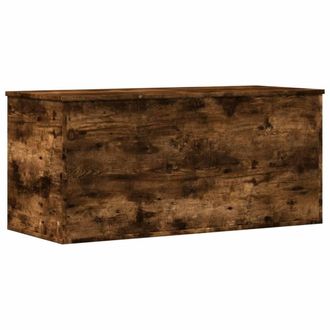 Berkfield Home Storage Box Smoked Oak 100x42x46 cm Engineered Wood in Brown | Size: 100 x 42 x 46 cm