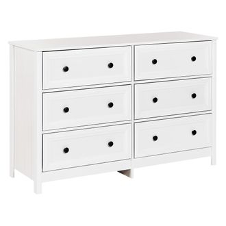 Beliani C&oacute;moda 6 Cajones Elegante Madera De Ingenier&iacute;a Tiradores Negros Patas De Madera Maciza Sala De Estar Blanco Hazelvale