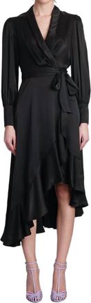 Zimmermann Silk Wrap Midi Dress In Black