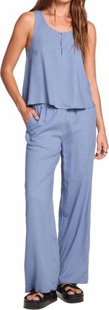 Saltwater Luxe Woven Tank And Pant Set In Worn Blue