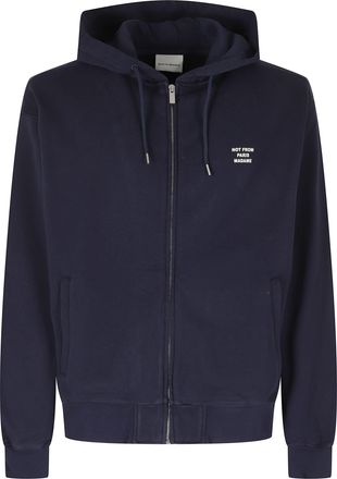 Dr&ocirc;le de Monsieur Blue Slogan Zip-Up Cotton Hoodie