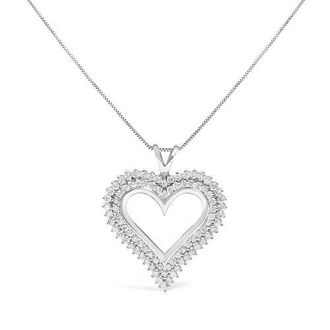 House of Brilliance Silver 2.00 Cttw Diamond Heart Pendant Necklace in White at Nordstrom