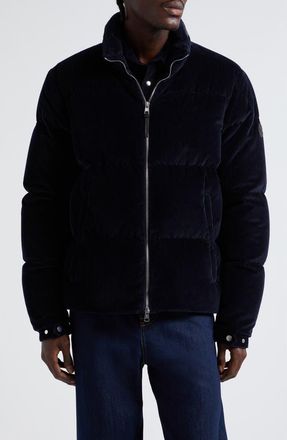 Moncler Besbre Quilted Corduroy Short Down Puffer Jacket in Night Sky at Nordstrom, Size 4