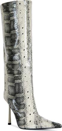 Azalea Wang Madeye Snakeskin Embossed Knee High Boot in Grey Multi at Nordstrom, Size 8.5