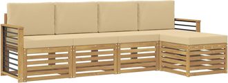 vidaXL Conjunto De Sof&aacute;s De Exterior 5 Uds. Y Beige Poli&eacute;ster Vidaxl