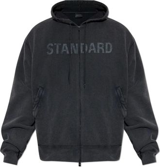 Balenciaga Hoodies & sweatvesten, Heren, Zwart, L, Katoen, Sweatshirt met bedrukt logo