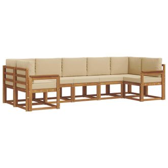 vidaXL Conjunto De Sof&aacute;s De Exterior Con Coj&iacute;n 7 Pcs Natural Y Beige Vidaxl