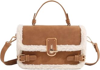 Generic Compatible For Ladies Handbags Autumn And Winter Lambskin Plush Bag, Fluffy Lock Strap Crossbody, Mini Square Handbag