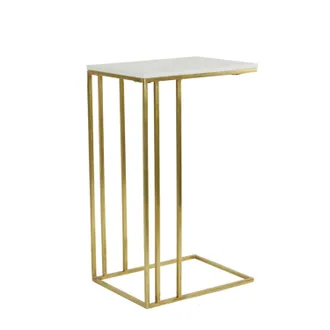Light & Living Light&living - Mesa Auxiliar Roshan M&aacute;rmol Blanco + Bronce Antic