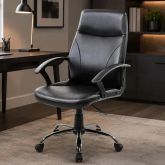 Dmora Silla De Oficina Dgliozz, Silla Ejecutiva Con Reposabrazos, Silla De Oficina Ergon&oacute;mica, Negro, 60x59h100/110 Cm - Dmora