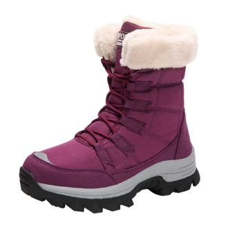 Generic womens snow boots Snow Boots Womens Waterproof Wide Fit Boot Winter Fur Lined Warm Shoes Ladies Non Slip Walking Thermal Wellington Fluffy Mid Calf Fl