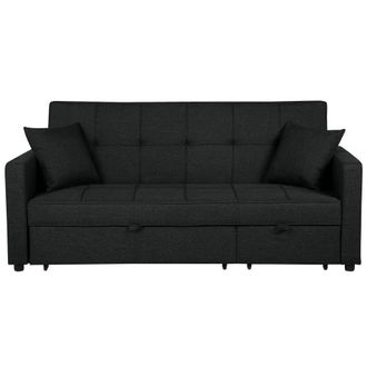 Beliani Sof&aacute; Cama Tapizado Negro Con Funci&oacute;n De Dormir Estilo Moderno Glomma
