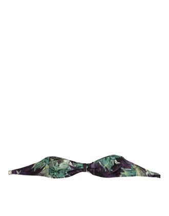 Dolce & Gabbana Womens Purple Green Leaf Print Bandeau Swimwear Underwear Nylon Clothing