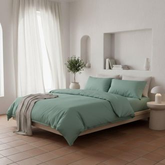 Colch&oacute;n Morfeo Funda n&oacute;rdica percal algod&oacute;n org&aacute;nico aguamarina, cama 105 cm