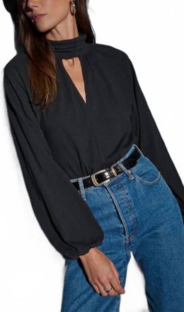 Nation Ltd Rosalie Keyhole Blouse In Jet Black