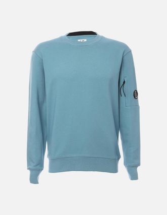 C.P. Company Mens Diagonal Raised Fleece Crewneck Lens Sweatshirt - Blue - Size: 44