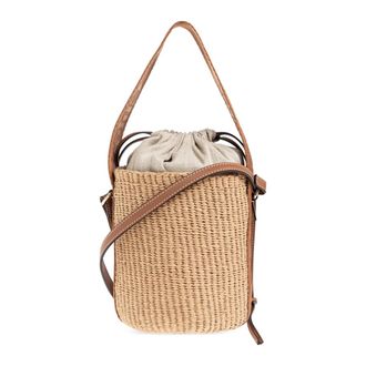 Chlo&eacute; Bucket Bags, female, Beige, Size: ONE SIZE Shoulder bag Woody Small
