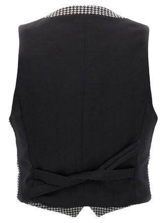 Alexandre Vauthier Houndstooth Wool Blend Vest - Black