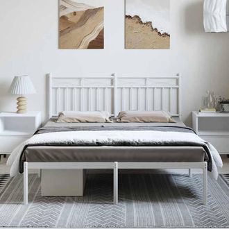 Berkfield Home Metal Bed Frame with Headboard White 150x200 cm King Size