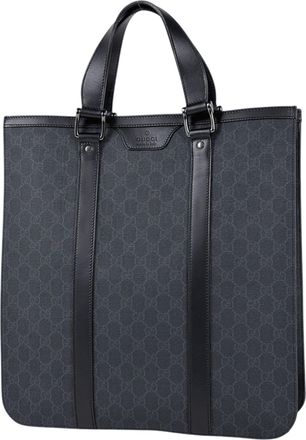 Gucci Black Coated Canvas Leather Tote Bag (Pre-Owned)