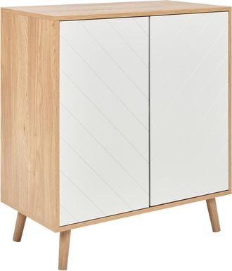 Beliani Aparador Blanco Madera Clara 76 X 40 Cm Mdf 2 Puertas Estantes Dormitorio Bristow