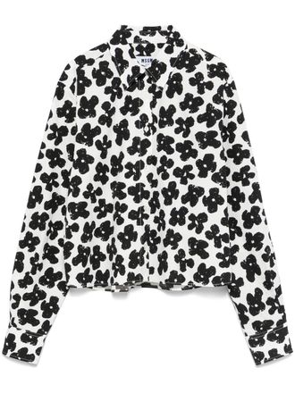 Msgm floral-print shirt - women - Cotton - 38 - White