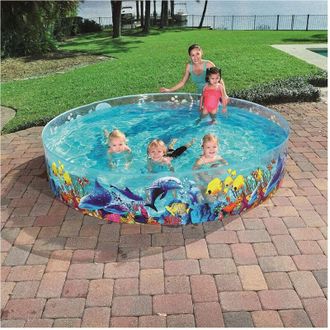 Trade Shop Trade Shop - Piscinetta Piscina Rigida Pvc Per Bambini 3 Anni+ Fantasia Marina 244x46cm 55031