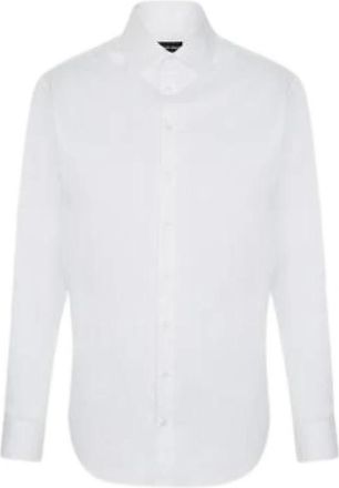 Emporio Armani Cotton Poplin Semi-French Collar Overhemd - Heren - Zakelijke Overhemden - Wit - XL - Katoen - Overhemden
