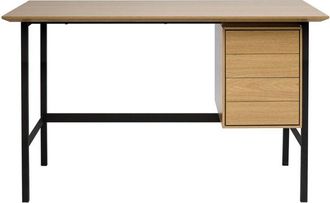 Miliboo Scrivania industriale in finitura legno di quercia e metallo nero con 2 cassetti L120 cm maxence