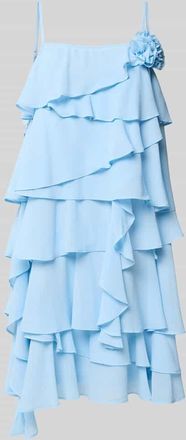 Vero Moda Flie&szlig;endes Cocktailkleid mit Volants Modell ALADYN in Hellblau, Gr&ouml;&szlig;e XS