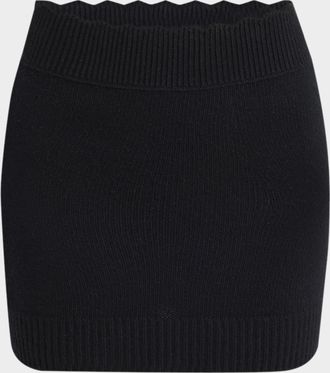 Chlo&eacute; Scalloped Wool & Cashmere Knit Mini Skirt