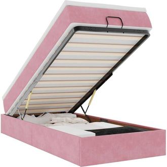 vidaXL Estructura Cama Otomana Con Colch&oacute;n Terciopelo Rosa 90x190cm Vidaxl