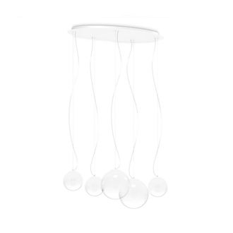 Netlighting Mapa Clear 5 Light Cluster Pendant Ceiling Light Opal in White