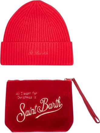 MC2 Saint Barth ribbed velvet beanie pouch (set of two) - Red