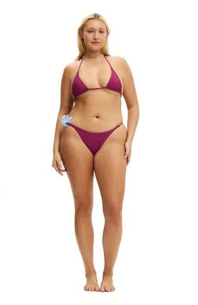 Cotton On Womens Micro String Thong Bikini Bottom in Crushed Berry Shimmer at Nordstrom, Size X-Small