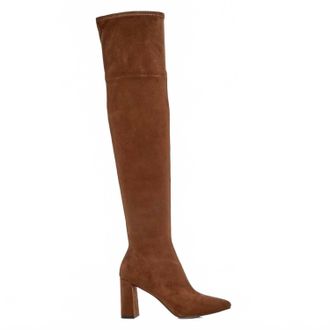 Jeffrey Campbell Womens Parisah 2 Boot Over The Knee Heeled Boot In Brown Suede