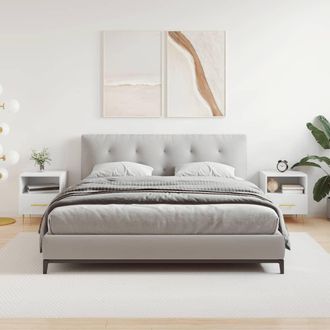 vidaXL Mesitas De Noche 2 Uds Madera Ingenier&iacute;a Blanco 40x35x47,5 Cm Vidaxl