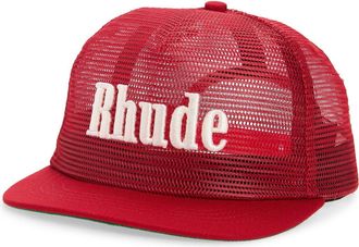 Rhude Logo Mesh Snapback Ball Cap in Red/white at Nordstrom