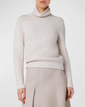 Akris Cashmere-Blend Two-Tone Mouline Knit Sweater