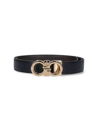 Ferragamo Gancini Belt In Black Calfskin