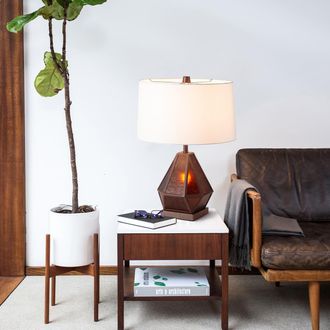 Nova of California Artifact 22 Natural Mica Table Lamp in Charcoal Gray and Gunmetal with nightlight feature and 4-Way Rotary Switch