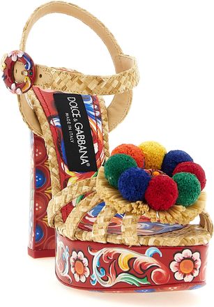 Dolce & Gabbana Womens Multicolor Viscose Stiletto Heel Sandals