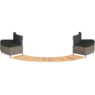 vidaXL Bordo per Spa Grigio in Polyrattan e Legno Massello di Acacia vidaXL761138