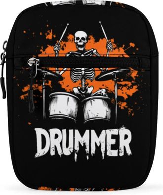 Generic Skeleton Drummer Trendy Crossbody Bag for Men Women Small Satchel Men Sling Adjustable Shoulder Strap Messenger