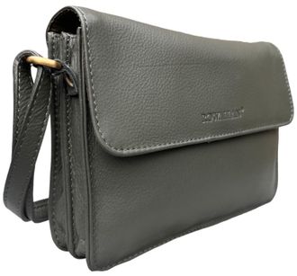 Rowallan Of Scotland Small Leather Dark Green Three Sectioned Crossbody Bag - 2794