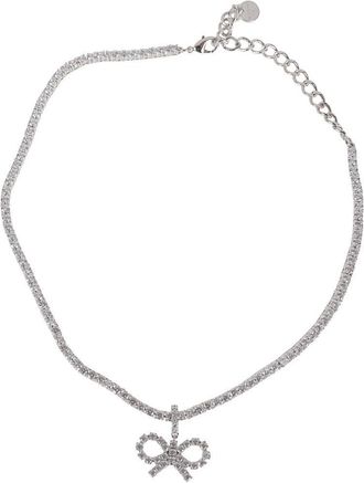 Self Portrait Crystal Bow Tennis Necklace